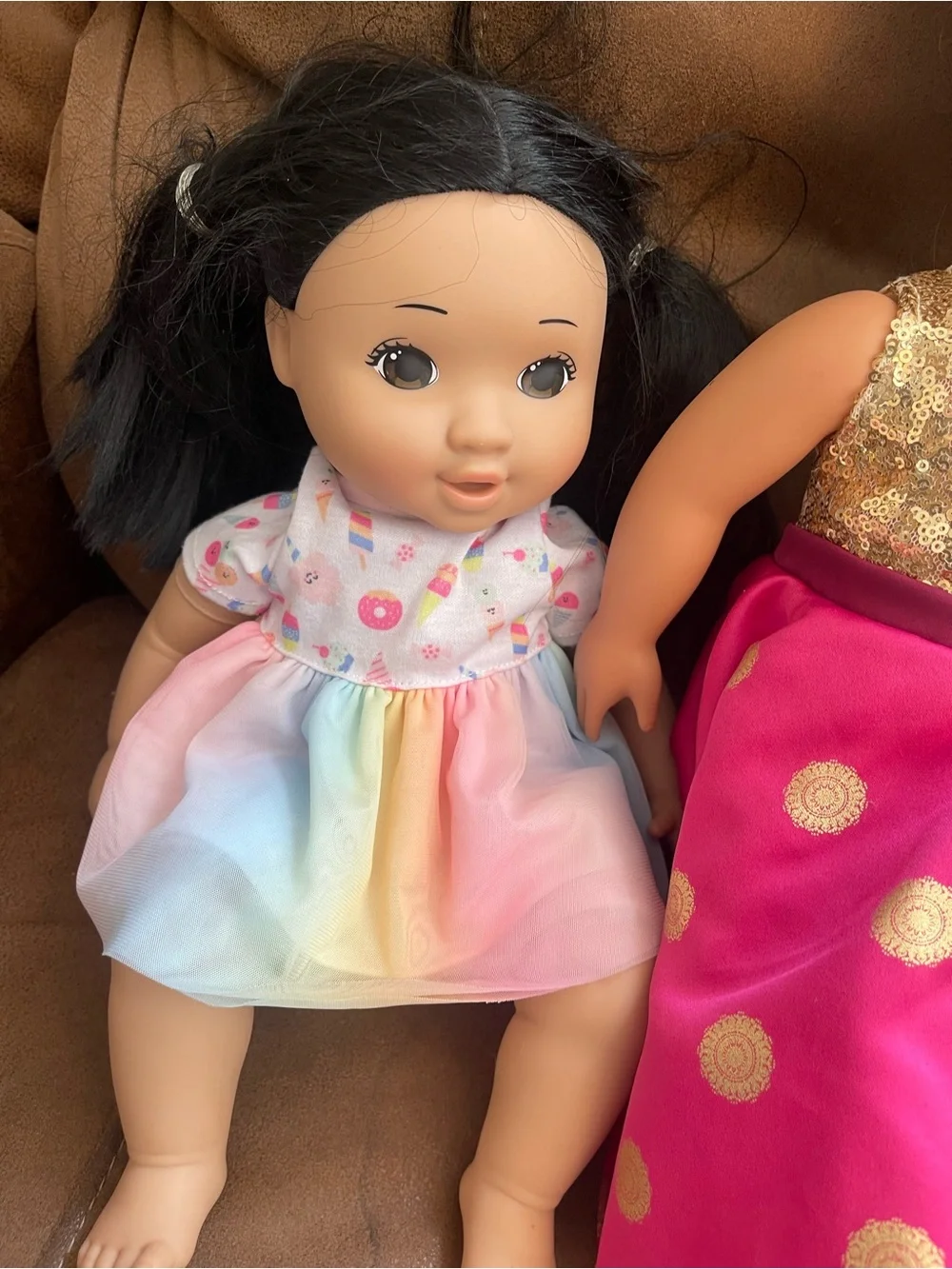 Fashion Play Doll in Pink & Gold Party Dress - Brand Unspecified